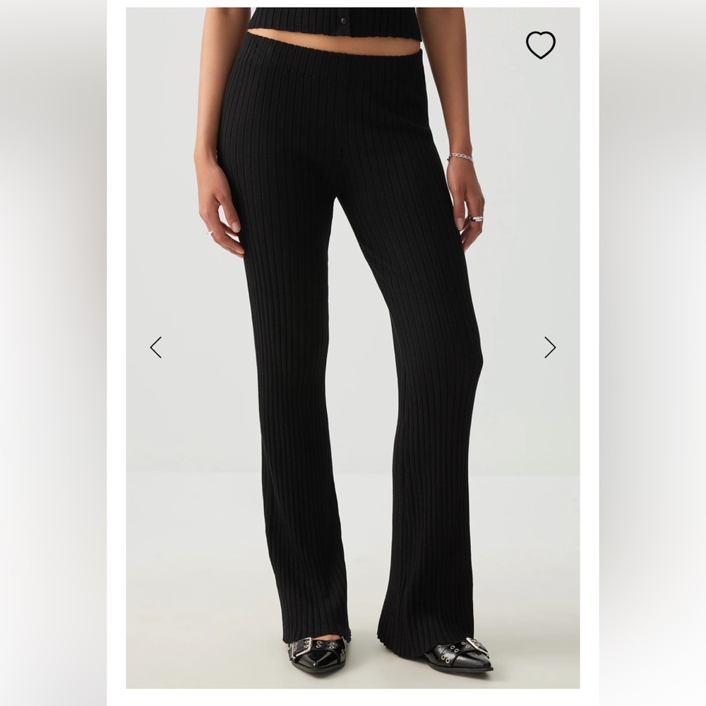Ardene Black Ribbed Straight Leg Pants